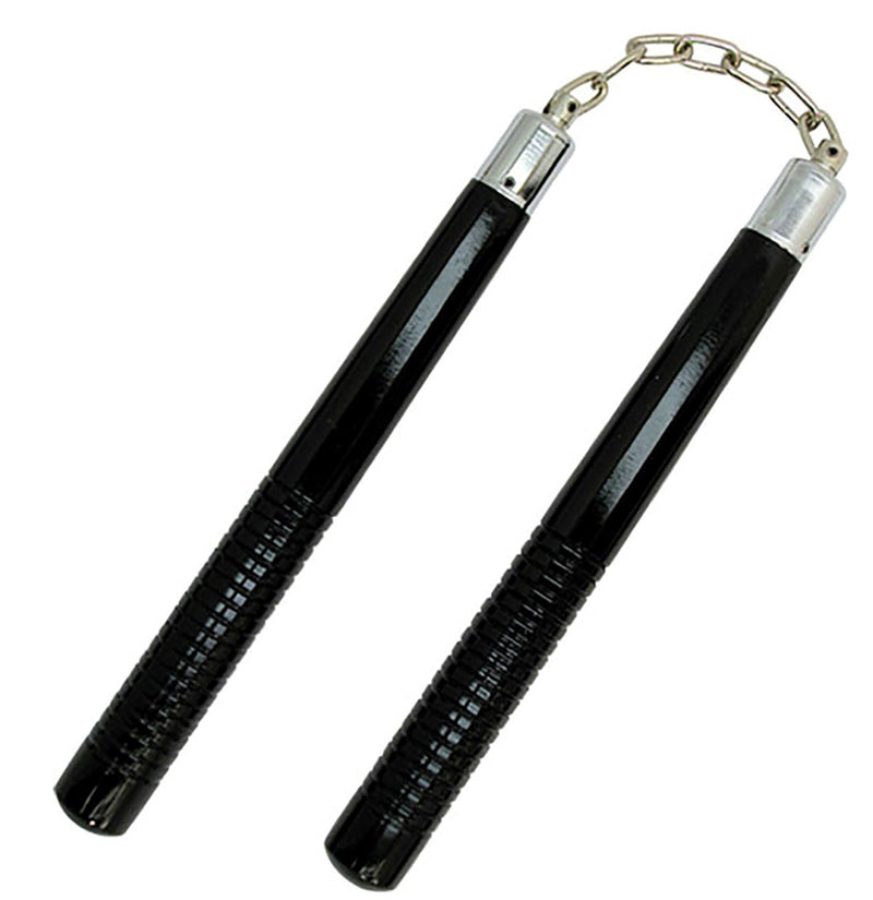 Nunchaku 12″ Black Round Wood with Grooves