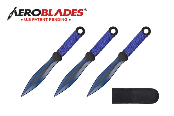 Aeroblades 3 Piece Blue Arrowhead Throwing Knives 6.5″