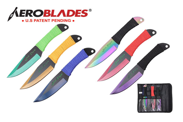 Aeroblades  6 Piece Technicolour Jack Ripper Throwing Knives 6.5″