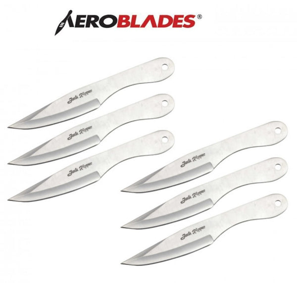 Aeroblades 6 Piece Chrome Jack Ripper Throwing Knife Set 9″