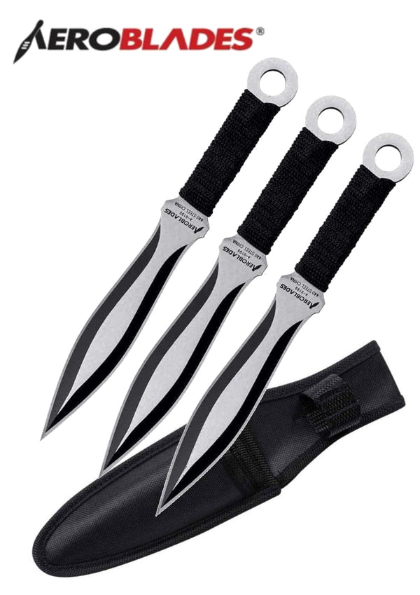 Aeroblades 3 Piece Two-Tone Throwing Knife Set 9″