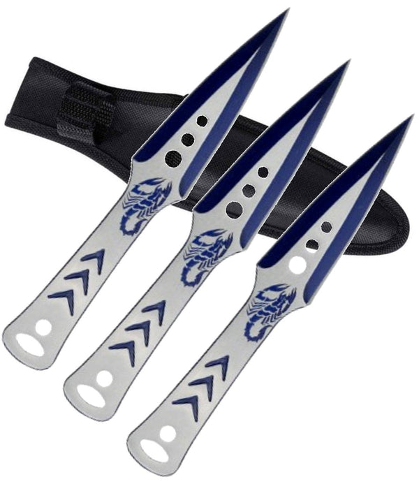 Aeroblades 3 Piece Blue Scorpion Knife Set 9″
