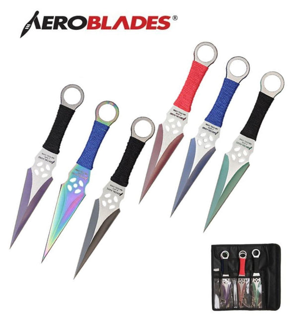 Aeroblades 6 Piece Kunai Throwing Knives 9″