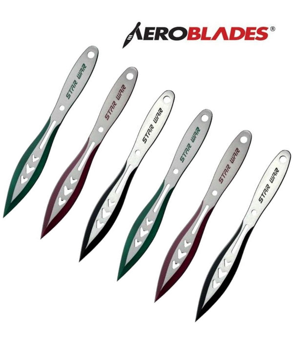 Aeroblades 6 Piece Two-Tone Star Wars Throwing Knives 9″