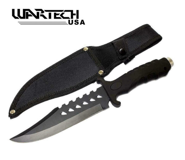 Wartech USA Black 12 7/8" Combat Fixed Blade Knife