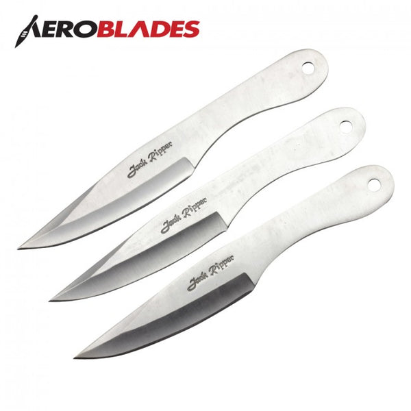 Aeroblades 3 Piece Chrome Jack Ripper Throwing Knife Set 9"
