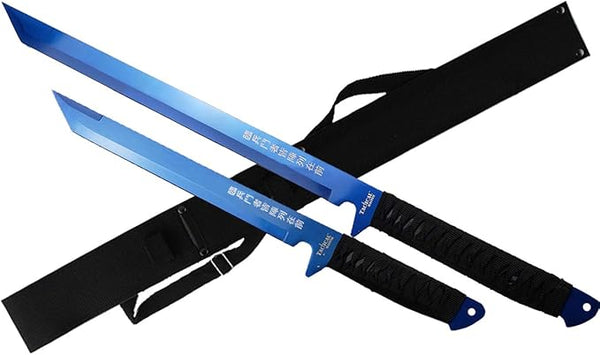 Tactical Master Twin Blue 26" & 18" Tanto Machete Sword Set