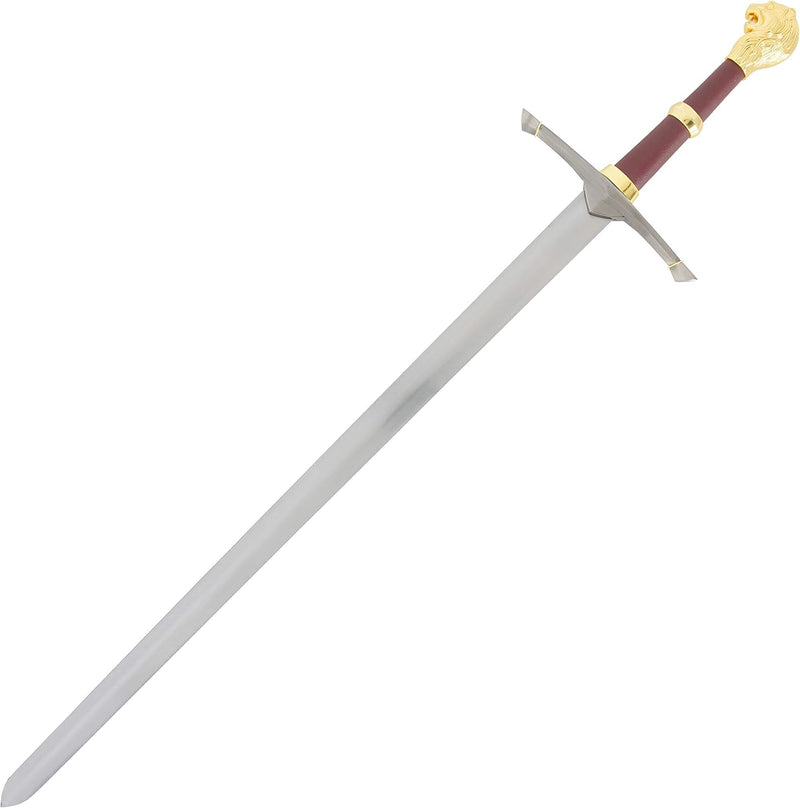 Knight's Collection 40" Gold LIon Head One Hand King's Sword