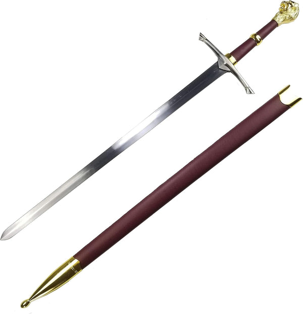 Knight's Collection 40" Gold LIon Head One Hand King's Sword