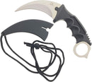 Falcon 7.5" Black/Silver Fixed Blade Karambit Knife