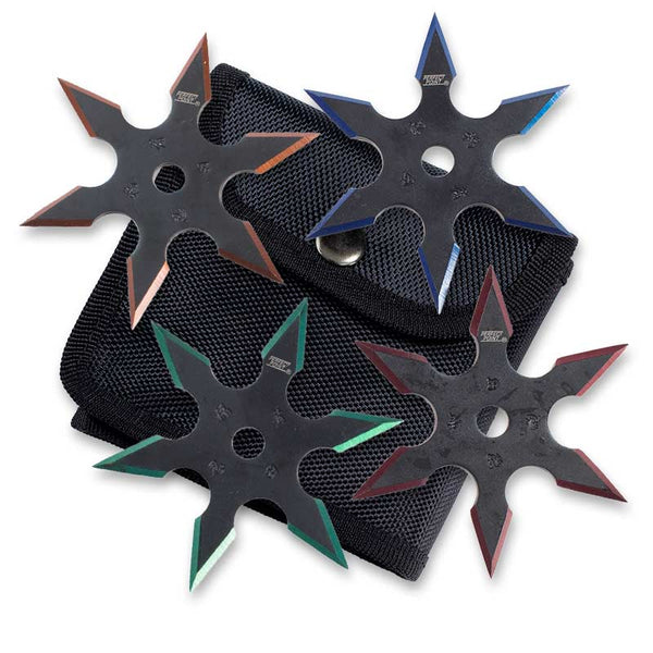Backorder - Perfect Point 4 Set Black Colour Edged Ninja Throwing Star 4"