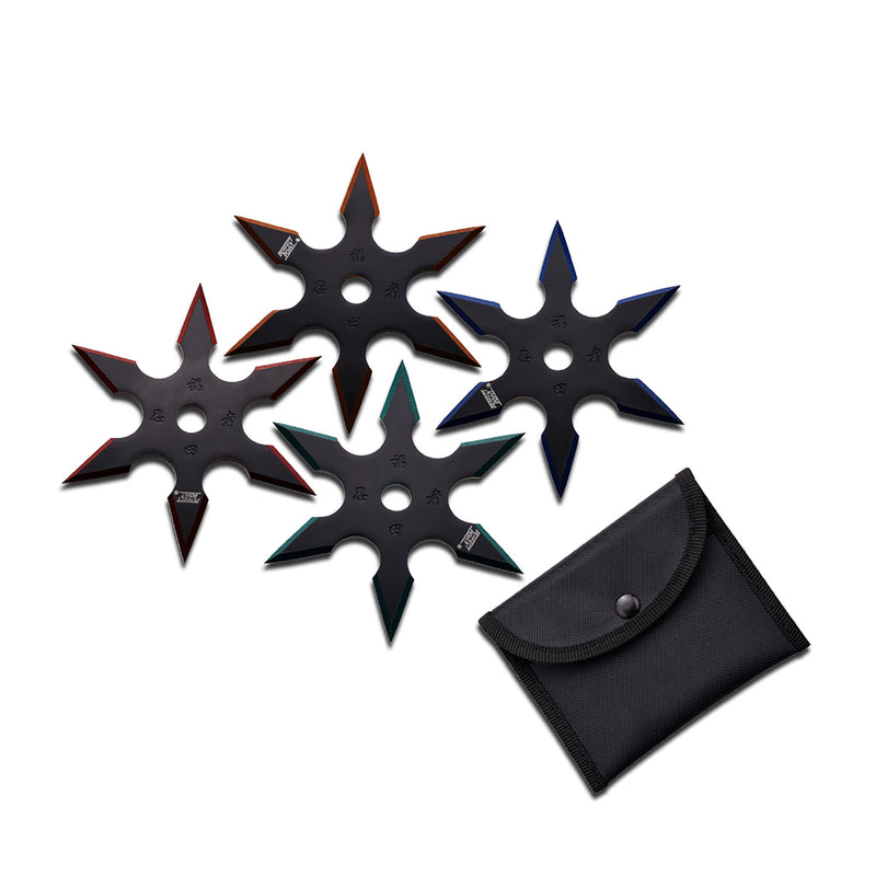 Backorder - Perfect Point 4 Set Black Colour Edged Ninja Throwing Star 4"