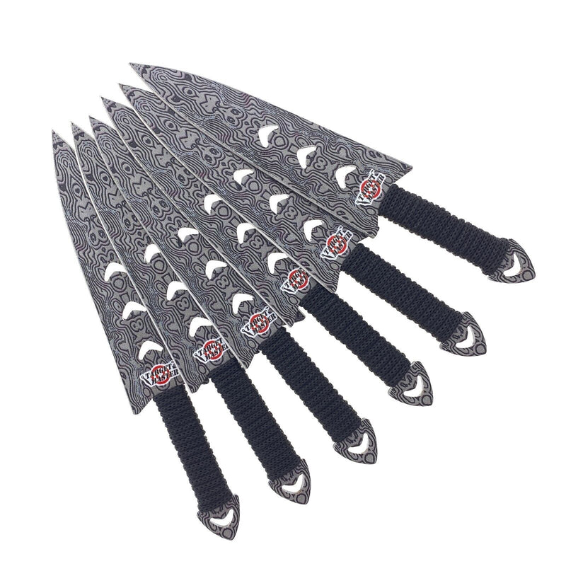 Target Master 6 Set Falcon Damascus Print Arrow Head Throwing Knife Set 6"