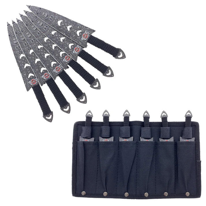 Target Master 6 Set Falcon Damascus Print Arrow Head Throwing Knife Set 6"