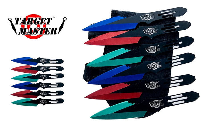 Target Master 6 Set Multi-Coloured Thunderbolt Throwing Knife Set 5 1/2"