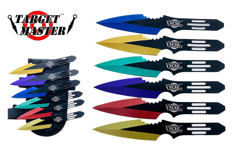 Target Master 6 Set Multi-Coloured Thunderbolt Throwing Knife Set 5 1/2"