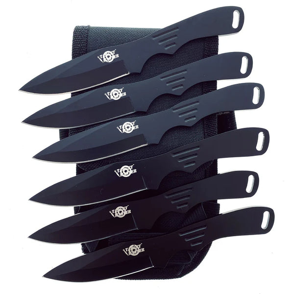 Target Master 6 Set  Black Throwing Knife Set 6"