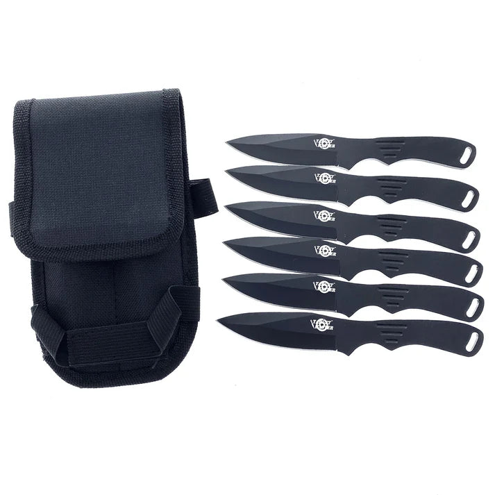 Target Master 6 Set  Black Throwing Knife Set 6"