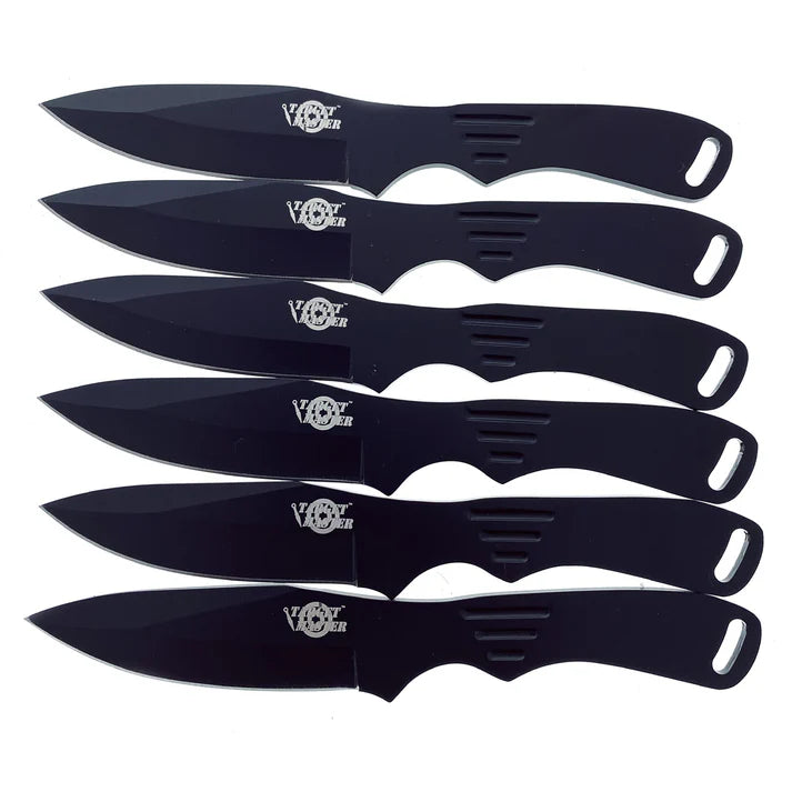 Target Master 6 Set  Black Throwing Knife Set 6"