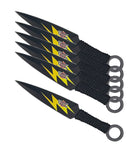 Target Master 6 Set Black Lightning Kunai Throwing Knife Set 6.5"
