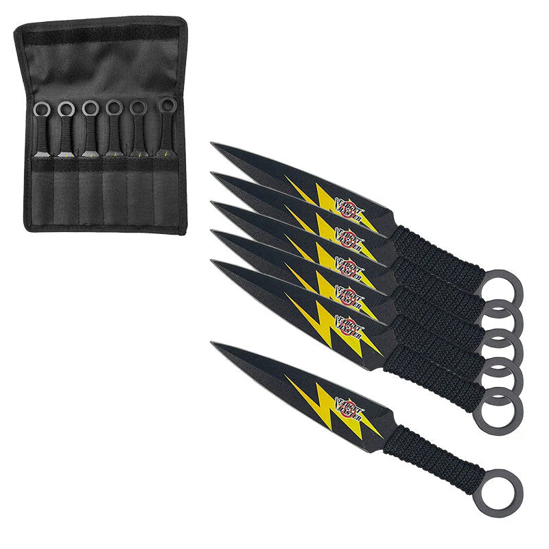 Target Master 6 Set Black Lightning Kunai Throwing Knife Set 6.5"