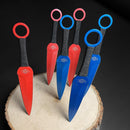 Target Master 6 Set Blue & Red Kunai Throwing Knife Set 9" with Paper Target