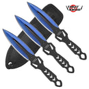 Target Master 3 Set Blue Stealth Dual Edge Spear Point Throwing Knife Set 6"