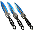 Target Master 3 Set Blue Stealth Dual Edge Spear Point Throwing Knife Set 6"