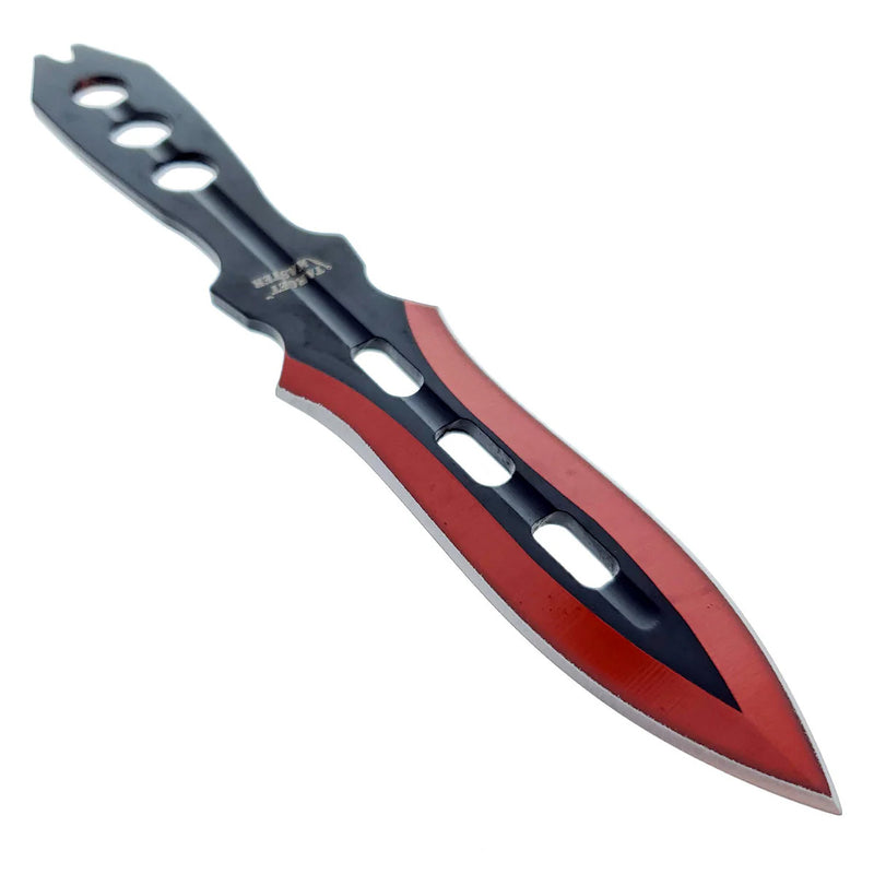 Target Master 3 Set Red Vented Dual Edge Arrow Point Throwing Knife Set 6"
