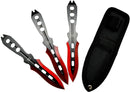 Target Master 3 Set Red Vented Dual Edge Arrow Point Throwing Knife Set 6"