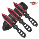Target Master 3 Set Red Vented Dual Edge Arrow Point Throwing Knife Set 6"