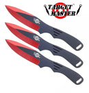 Target Master 3 Set Red Jack Ripper Style Throwing Knife Set 8"