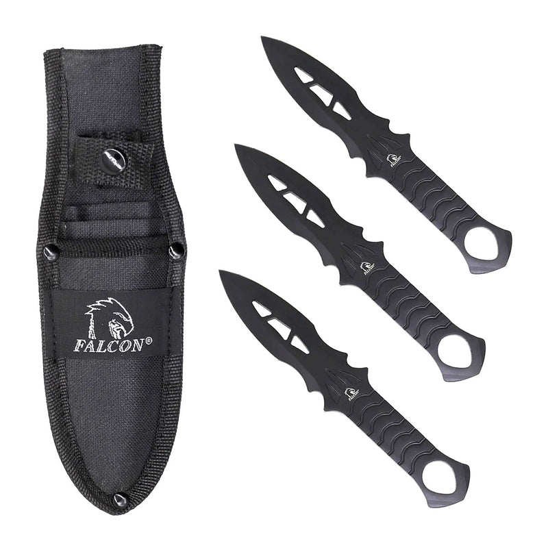 Falcon 3 Set Black Bomber Throwing Knife Set 8"