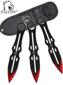 Falcon 3 Set Venom Red Tipped Throwing Knife Set 6"