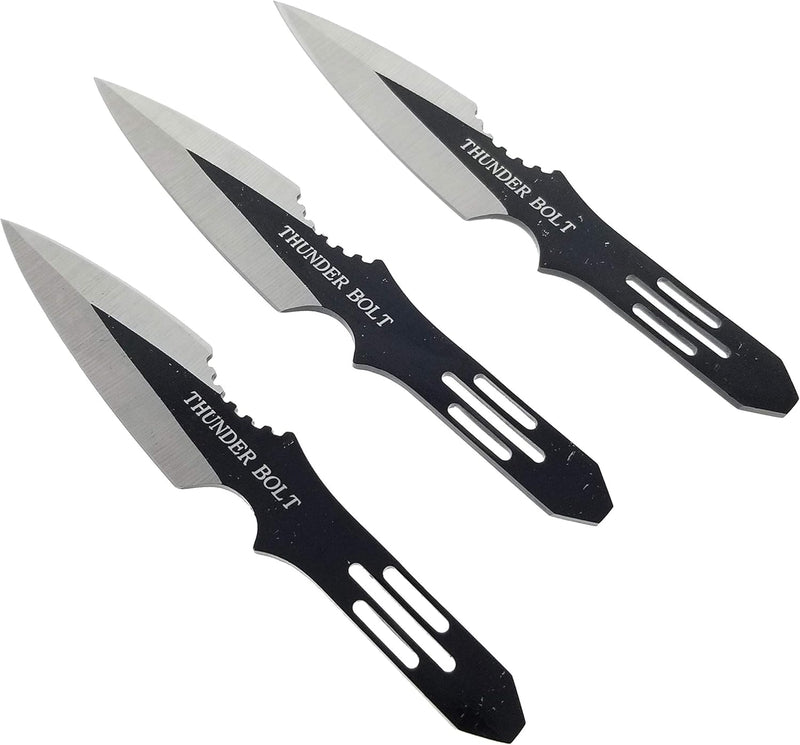 Target Master 3 Set Black/Silver Thunderbolt Throwing Knife Set 5.5"