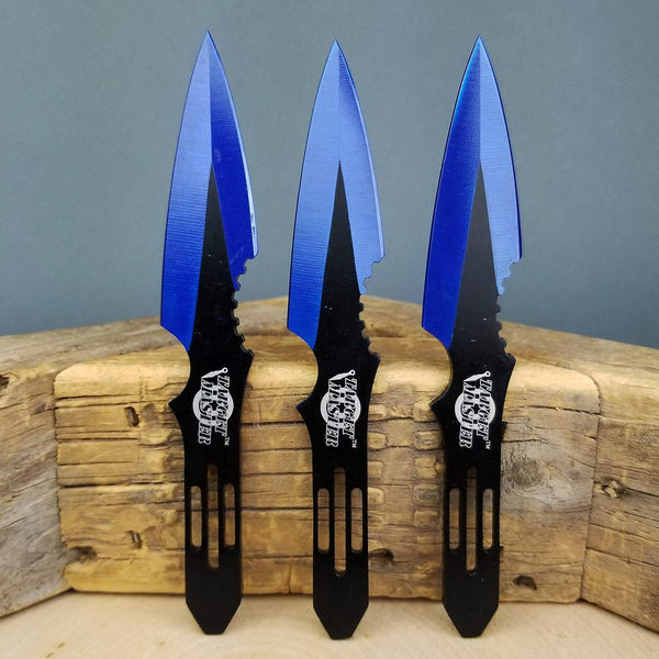 Target Master 3 Set Black/Blue Thunderbolt Throwing Knife Set 5.5"