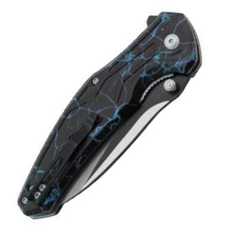 Dark Fantasy Blades 8.5" Black Blue Lightning Folding Knife