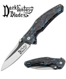 Dark Fantasy Blades 8.5" Black Blue Lightning Folding Knife