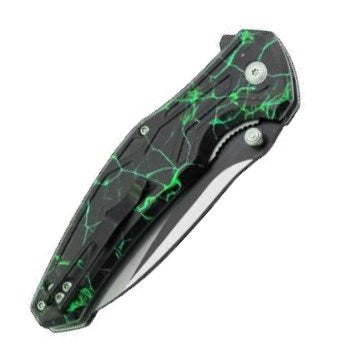 Dark Fantasy Blades 8.5" Black Green Lightning Folding Knife