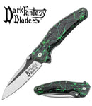 Dark Fantasy Blades 8.5" Black Green Lightning Folding Knife
