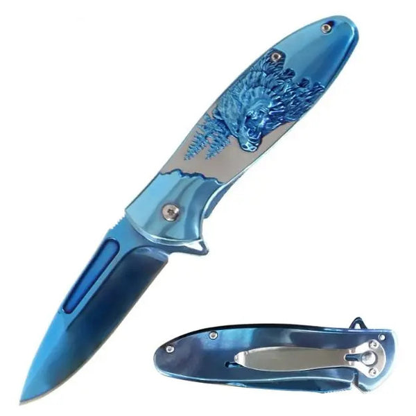 Dark Fantasy Blades 8.5" Blue Raging Bear Folding Knife