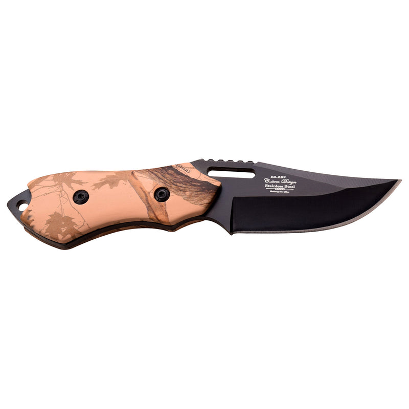 Elk Ridge 6" Camo Wood Handle Fixed Blade Knife