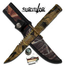 Survivor Survival Camo Rear Sawback Fixed Blade Knife 8.5″