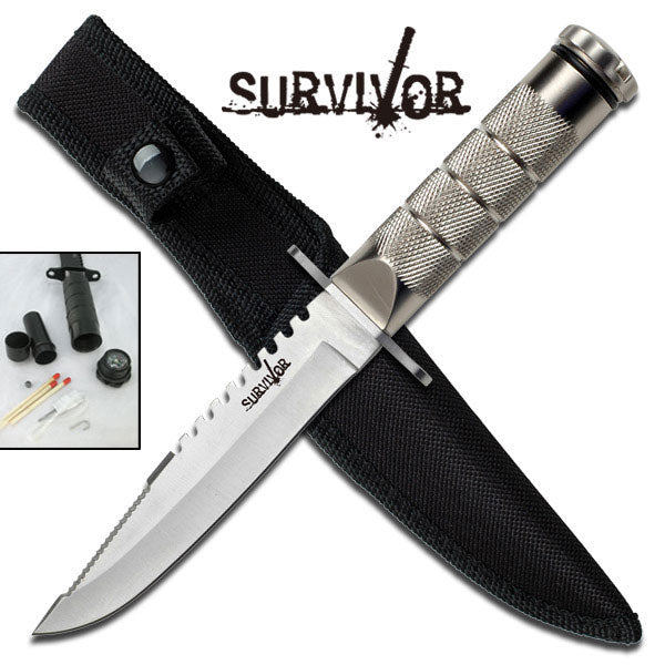 Survivor 8.5" Silver Bowie Survival Knife