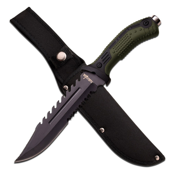Survivor 12.75″ Fixed Green ABS Handle Blade Bowie Knife