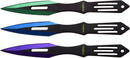 Perfect Point Green, Blue, Purple Arrowpoint Throwing Knife Set 6.5″