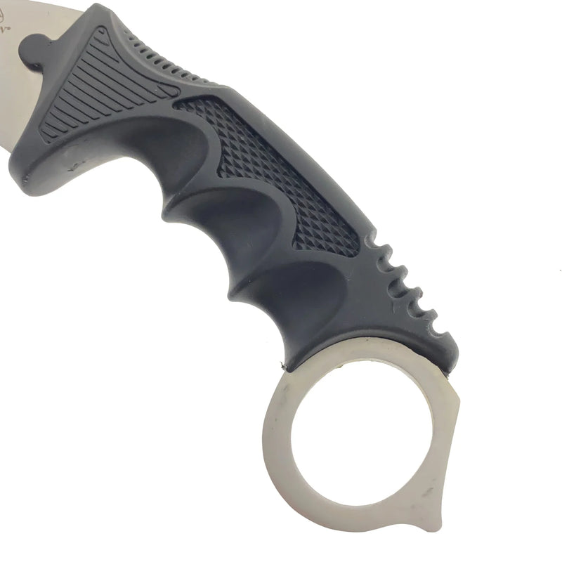 Falcon 7.5" Black/Silver Fixed Blade Karambit Knife