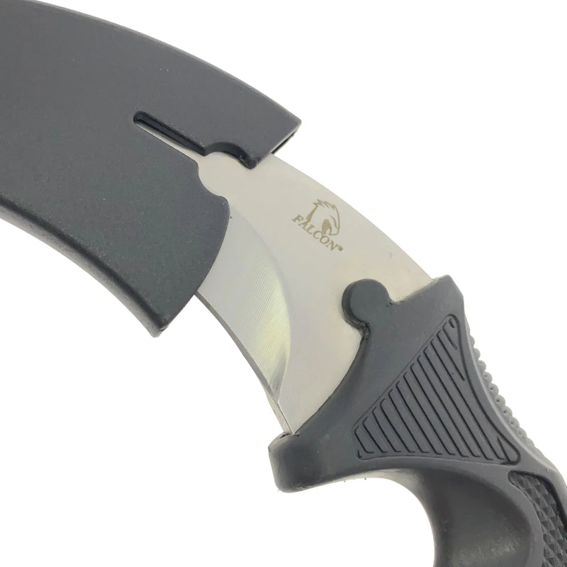 Falcon 7.5" Black/Silver Fixed Blade Karambit Knife