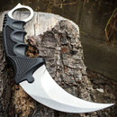 Falcon 7.5" Black/Silver Fixed Blade Karambit Knife