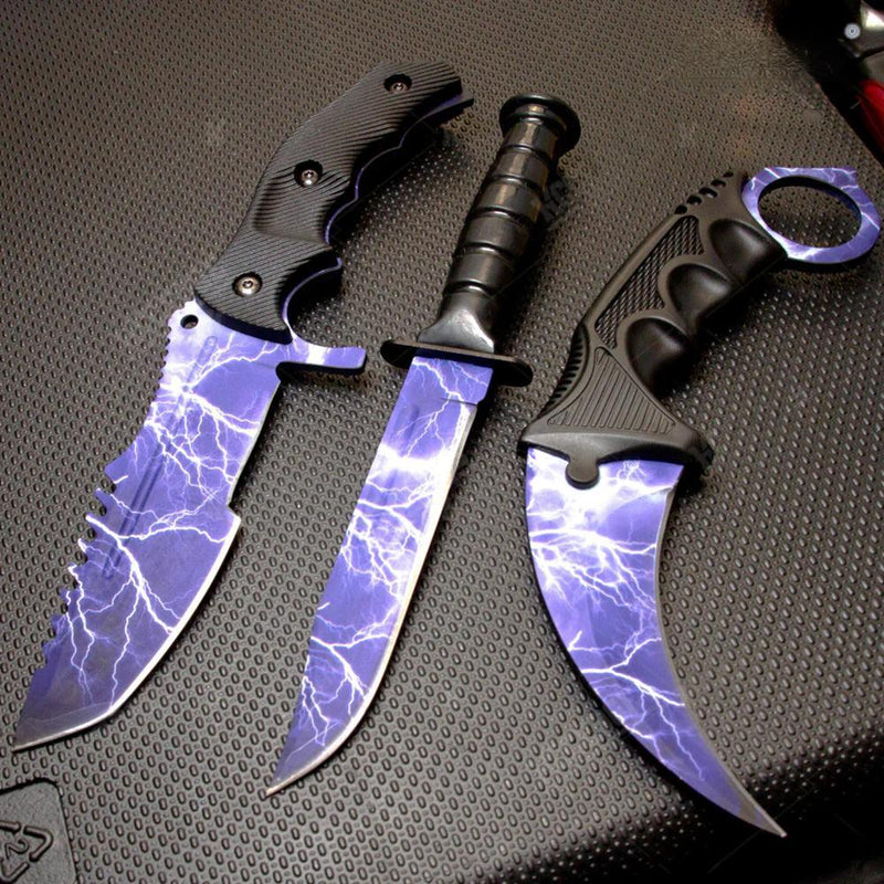 Falcon Tactical CS:GO Lightening Tactical Set: Huntsman Knife, Tactical Combat Knife, and Karambit Knife